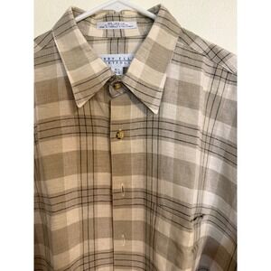 PERRY ELLIS PORTFOLIO Mens Plaid Long Sleeve Shirt Size 16 1/2 x 34-35
